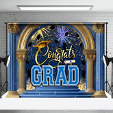Lofaris Blue Gold Palace Arch Sparkle Congrats Grad Backdrop